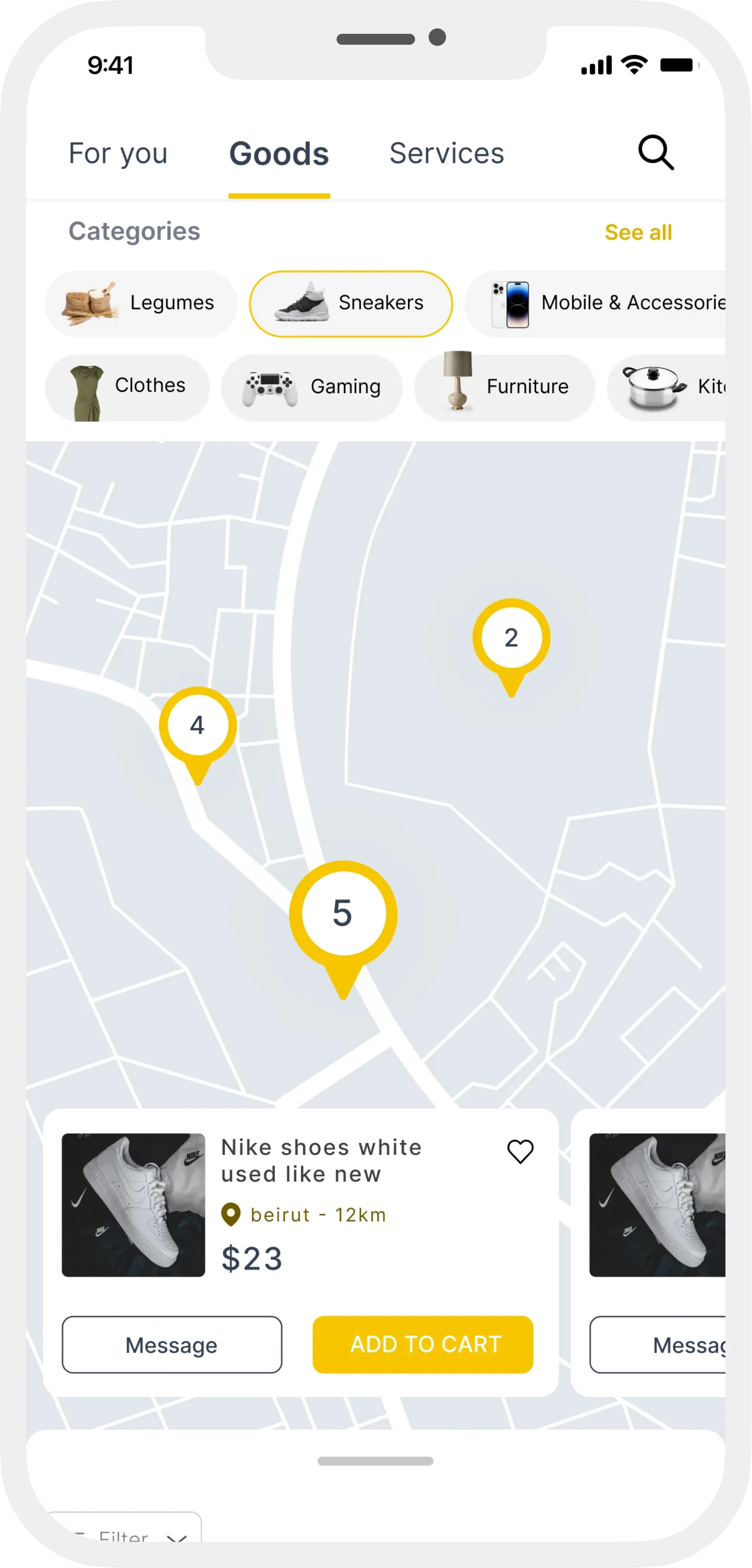 Nazzela map search screen